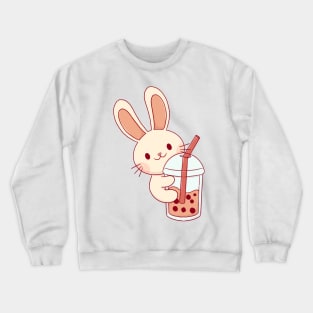 cute bunny on boba cup Crewneck Sweatshirt